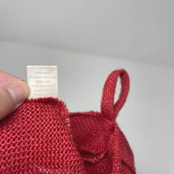 Storehouse Red Set of 2 Pleated Burlap Stockings Holiday Christmas Textured - Picture 9 of 9